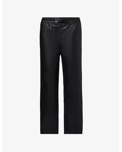 Yves Salomon Straight-leg Relaxed-fit Mid-rise Leather Pants - Black