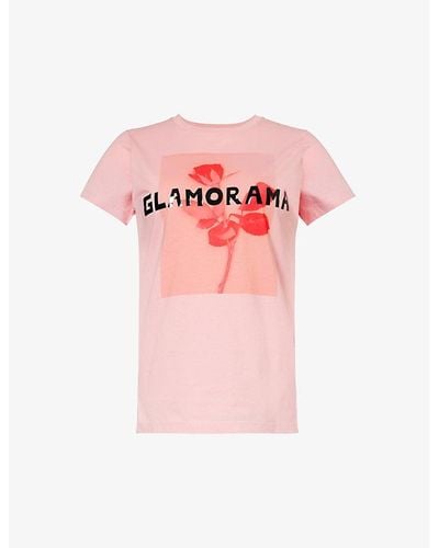 Bella Freud Glamorama Graphic-print Organic Cotton-jersey T-shirt - Pink