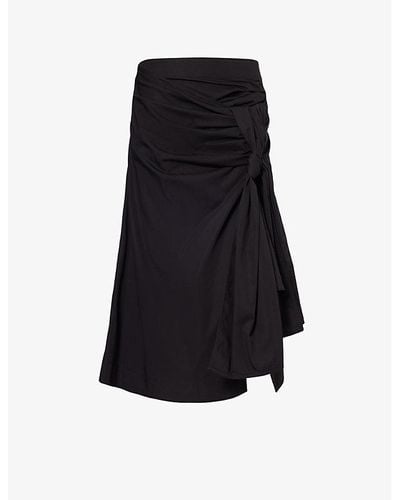 Bottega Veneta Ruched-overlay Cotton-blend Poplin Technical Midi Skirt - Black