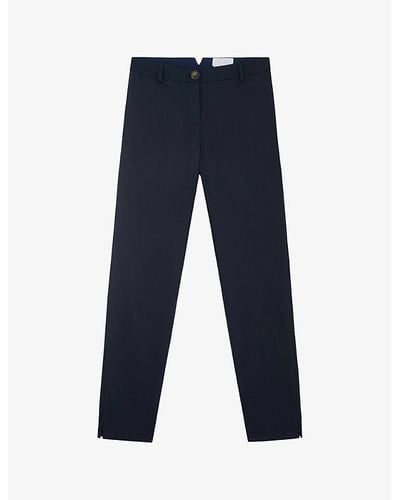 The White Company Slim-leg High-rise Stretch Organic-cotton Pants - Blue