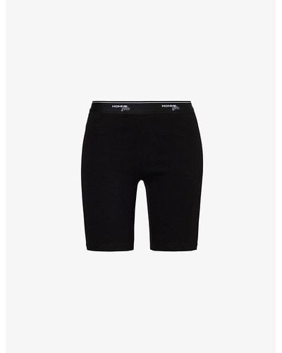 HOMMEGIRLS Branded-waistband High-rise Stretch-cotton Shorts - Black