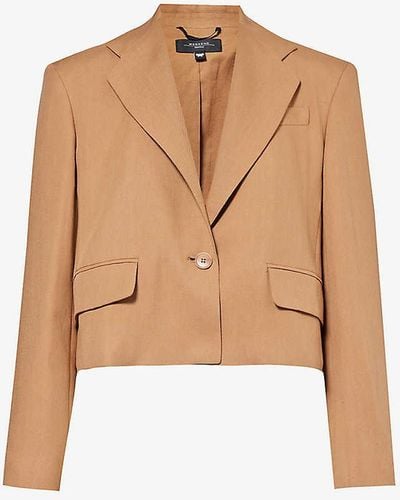 Weekend by Maxmara Cantico Cropped Woven Blazer - Natural
