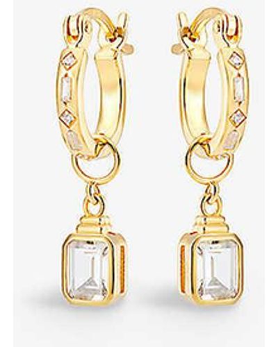 V By Laura Vann Iris 18ct Yellow -plated Recycled Sterling-silver And Cubic Zirconia Hoop Earrings - White