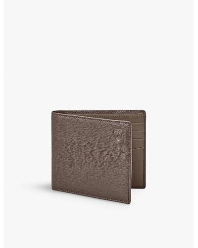 Aspinal of London Slimline Eight-card Saffiano-leather Billfold Wallet - Brown