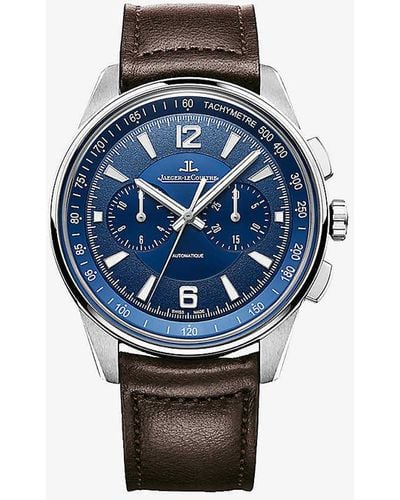 Jaeger-lecoultre Q9028480 Polaris Chronograph Stainless-steel And Leather Automatic Watch - Blue