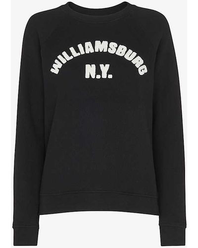 Whistles Williamsburg Logo-embroidered Long-sleeve Cotton Sweatshirt - Black