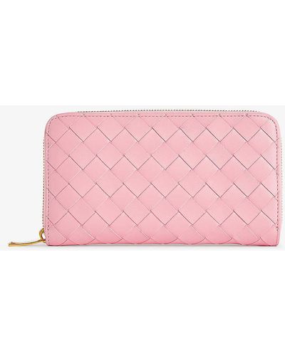 Bottega Veneta Intrecciato Zipped Leather Wallet - Pink