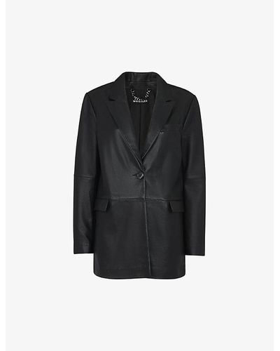 Whistles Stina Regular-fit Leather Blazer Jacket X - Black