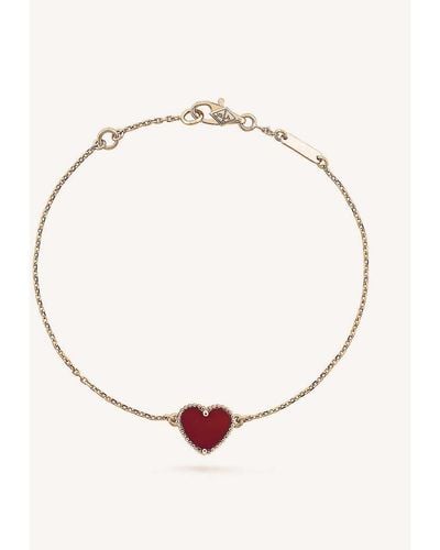 Van Cleef & Arpels Sweet Alhambra Gold And Carnelian Heart Bracelet - Natural