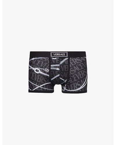 Versace Logo-waistband Stretch-cotton Boxer Brief - Black