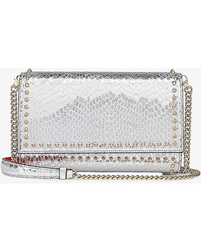 Christian Louboutin Paloma Snake-embossed Leather Clutch Bag - Grey