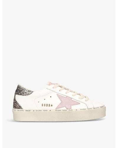 Golden Goose Hi Star Glitter-embellished Faux-leather Low-top Sneakers - Natural