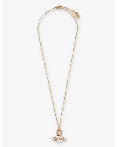 Vivienne Westwood Cassie Bas Relief Brass And Enamel Necklace - White