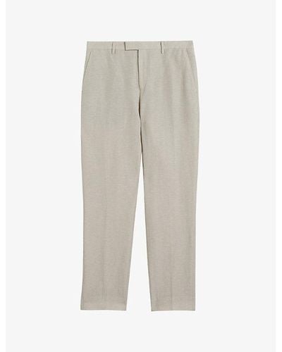 Ted Baker Lancet Slim-fit Straight-leg Linen-wool Blend Pants - Gray