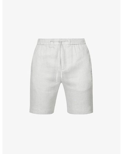 Frescobol Carioca Felipe High-rise Linen-cotton Blend Shorts - Gray