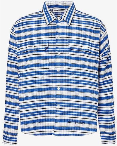 Cole Buxton Checked Logo-embroidered Cotton Shirt Xx - Blue