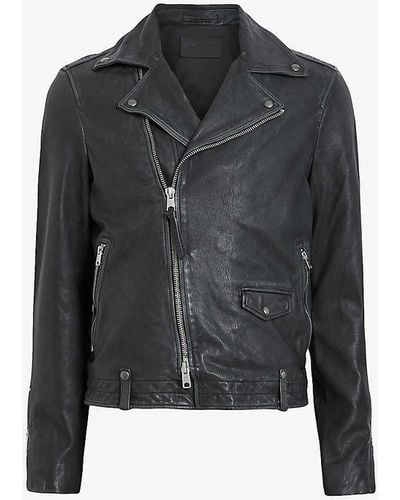 AllSaints Rosser Regular-fit Leather Biker Jacket - Black