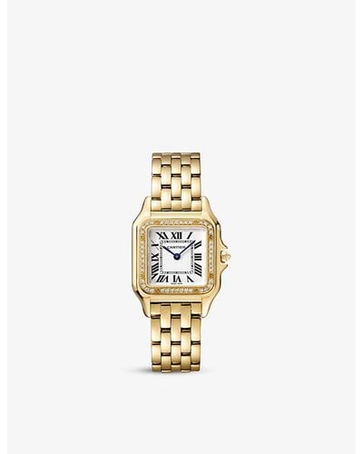 Cartier Crwjpn0016 Panthère De Medium 18ct Yellow-gold And 0.31ct Brilliant-cut Diamond Quartz Watch - Metallic