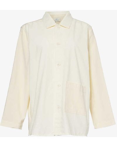 Hay Duo Relaxed-fit Long-sleeve Cotton Pyjama Shirt - White