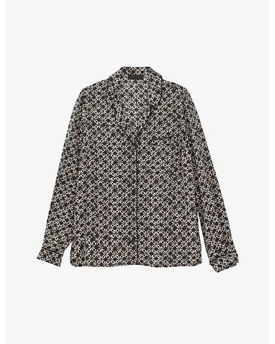 IKKS Floral-print Woven Loose-fit Woven Shirt - Gray