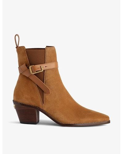 Zadig & Voltaire Tyler Cecilia C-buckle Suede Heeled Ankle Boots - Brown