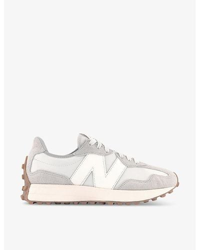New Balance 327 Logo-embroidered Suede And Woven Low-top Sneakers - White