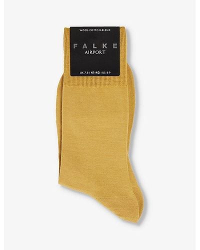 FALKE Airport Ribbed-trim Wool-blend Socks - Yellow