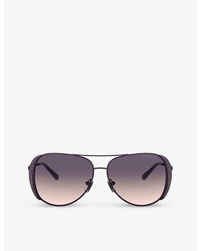 Michael Kors Mk1082 Chelsea Rhinestone-embellished Aviator Metal Sunglasses - Purple