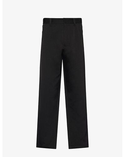 Prada Wide-leg Regular-fit Cotton And Silk Trousers - Black