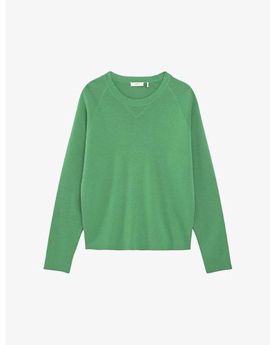 IKKS Round-neck Relaxed-fit Wool-blend Sweater - Green