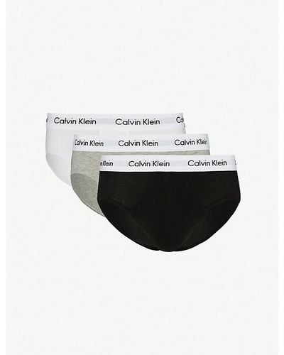 Calvin Klein Pack Of Three Cotton Stretch Regular-fit Stretch-cotton Briefs X - White