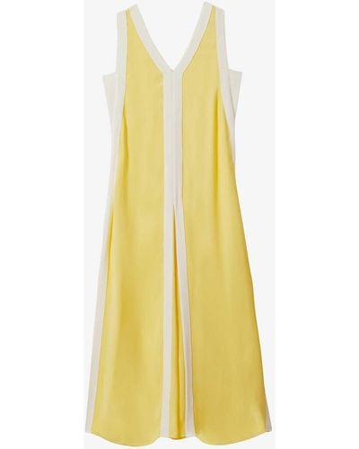 Reiss Rae Colour-block Relaxed-fit Woven Maxi Dress - Yellow