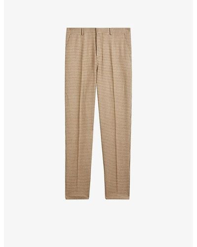 Ted Baker Pinsley Slim-fit Houndstooth Woven Pants - Natural