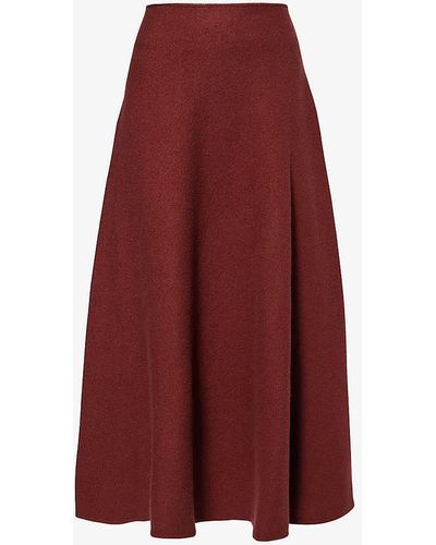 Jil Sander Asymmetric Mid-rise Wool Midi Skirt - Red