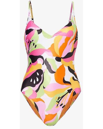 Seafolly Rio Floral-print Stretch-recycled Polyester Swimsuit - White