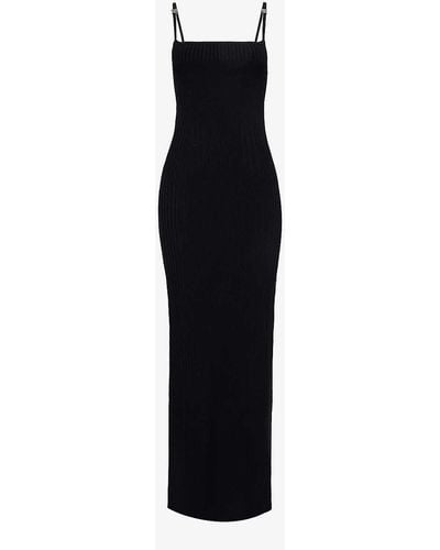 MISBHV Sleeveless Split-hem Recycled Viscose-blend Maxi Dress - Black