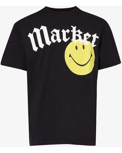 Market X Smiley Gothic Logo-print Cotton-jersey T-shirt X - Black