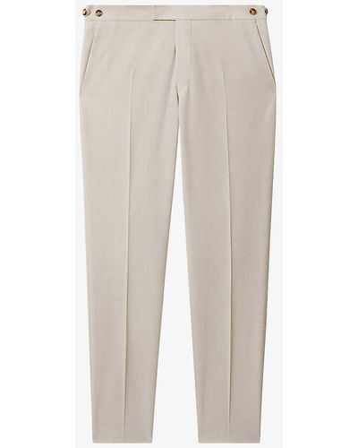 Reiss Belmont Slim-fit Tapered-leg Stretch Woven-blend Trousers - White