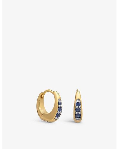 Rachel Jackson Birthstone September 22ct Yellow-gold Plated Sterling Silver And Sapphire huggie Earrings - White