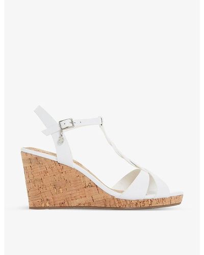 Dune Koala Leather Wedge Sandals - White