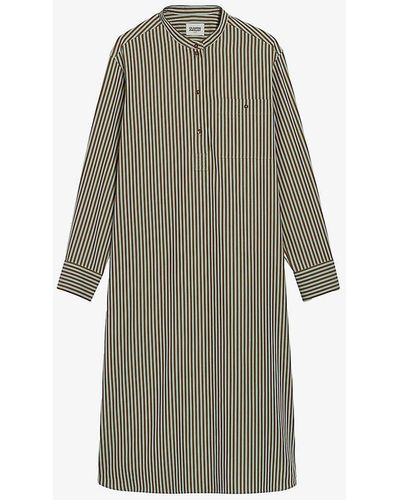 Claudie Pierlot Roche Stripe-patter Cotton Midi Dress - Grey