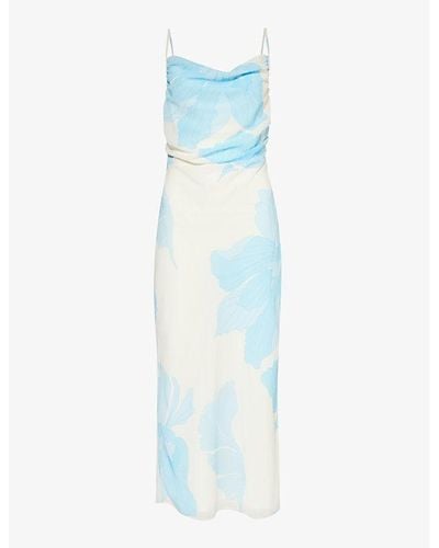 Pretty Lavish Keisha Floral-print Woven Chiffon Dress - Blue