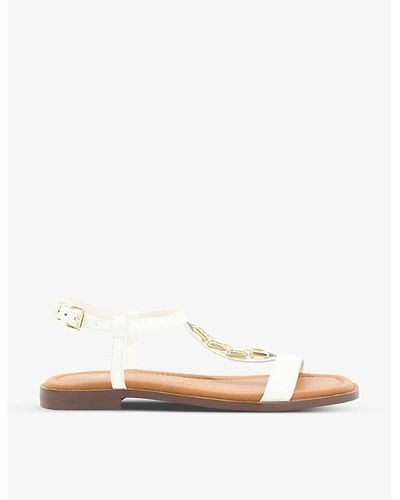 Dune Lotty Chain-embellished Leather Sandals - White