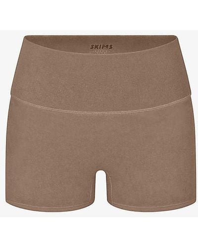 Skims Terry Lounge High-rise Stretch-modal Shorts - Natural