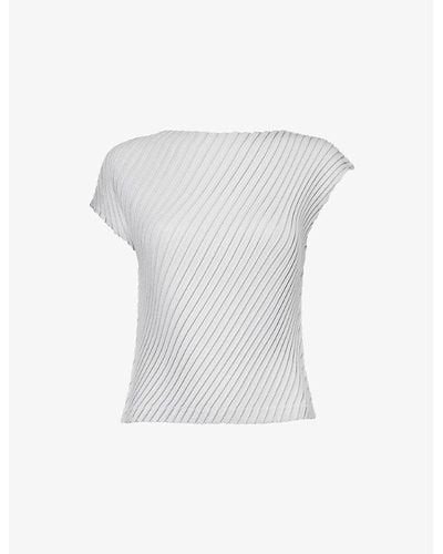 Issey Miyake Pleated Regular-fit Woven Top - White