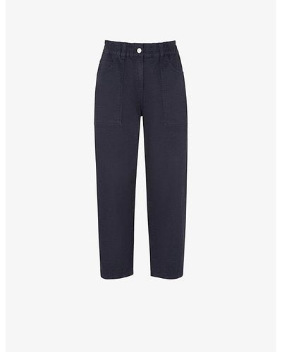 Whistles Tessa Cropped Mid-rise Cotton Pants - Blue