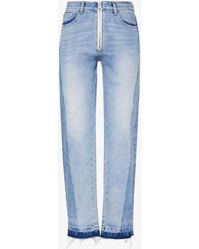 Cole Buxton Brand-embroidered Straight-leg Mid-rise Jeans - Blue