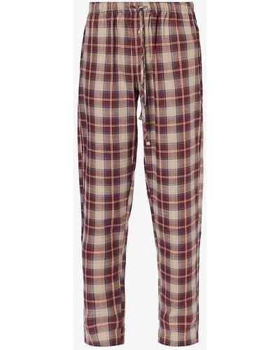 Hanro Checked Regular-fit Straight-leg Cotton Pyjama Bottoms - Red
