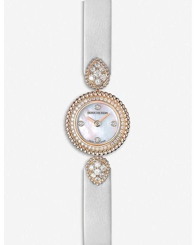 Boucheron Wa015507 Serpent Bohème 18ct Rose-gold, Diamond And Mother-of-pearl Watch - White