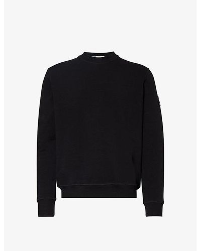 Sandbanks Brand-patch Crewneck Stretch-organic-cotton Sweatshirt Xx - Black
